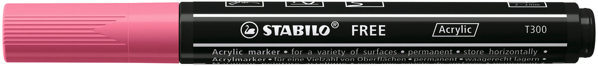 STABILO Free Acrylic T300 Acrylmarker – 2–3 mm – pink – für Papier, Stein und Keramik