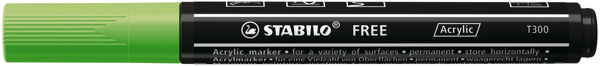 STABILO Free Acrylic T300 Acrylmarker – 2–3 mm – Hellgrün – für Papier, Stein und Keramik