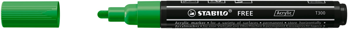 STABILO Free Acrylic T300 Acrylmarker – 2–3 mm – Laubgrün – für Papier, Stein und Keramik