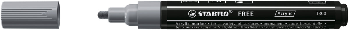 STABILO Free Acrylic T300 Acrylmarker – 2–3 mm – dunkelgrau