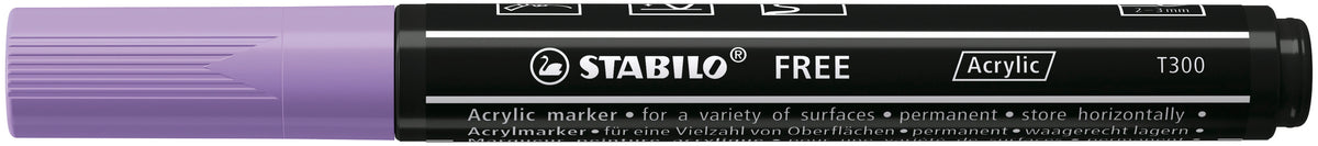 STABILO Free Acrylic T300 Acrylmarker – Spitze 2–3 mm – Flieder für Papier, Stein und Keramik