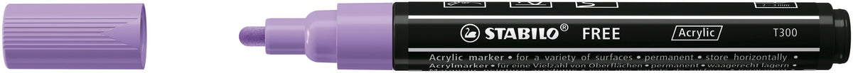STABILO Free Acrylic T300 Acrylmarker – Spitze 2–3 mm – Flieder für Papier, Stein und Keramik