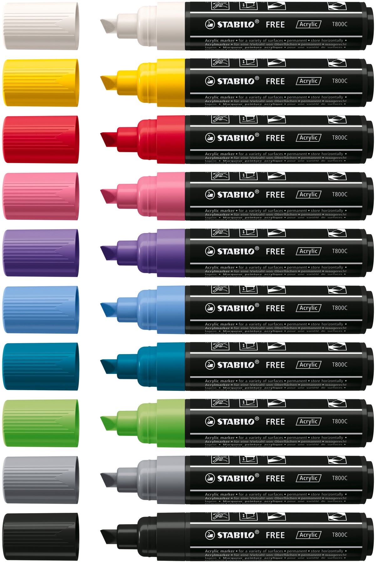 STABILO Free Acrylic T800C Acrylmarker – 2–3 mm – Gelb