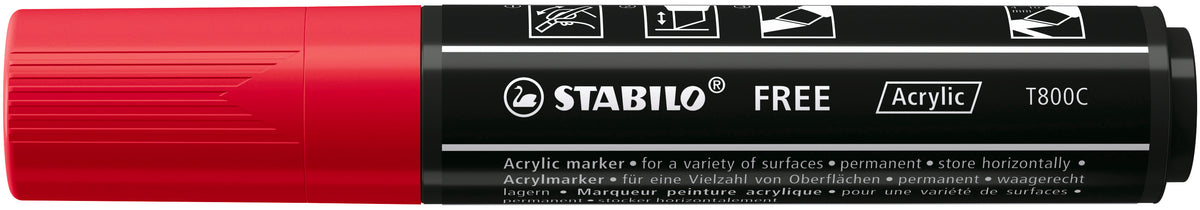 STABILO Free Acrylic T800C Acrylmarker – Rundspitze 2–3 mm – Karminrot