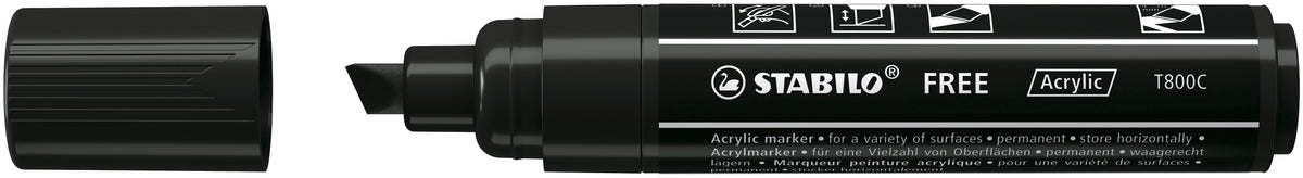 STABILO Free Acrylic T800C Acrylmarker – 2–3 mm – schwarz – für Papier, Stein und Keramik