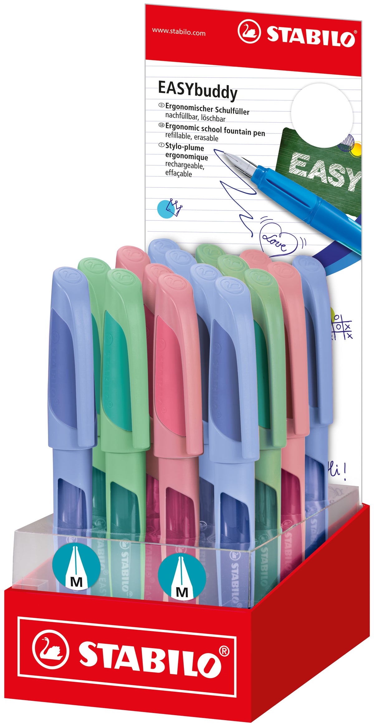 STABILO Easybuddy – Füllfederhalter – farbig sortiert – Edelstahl – 16er Pack