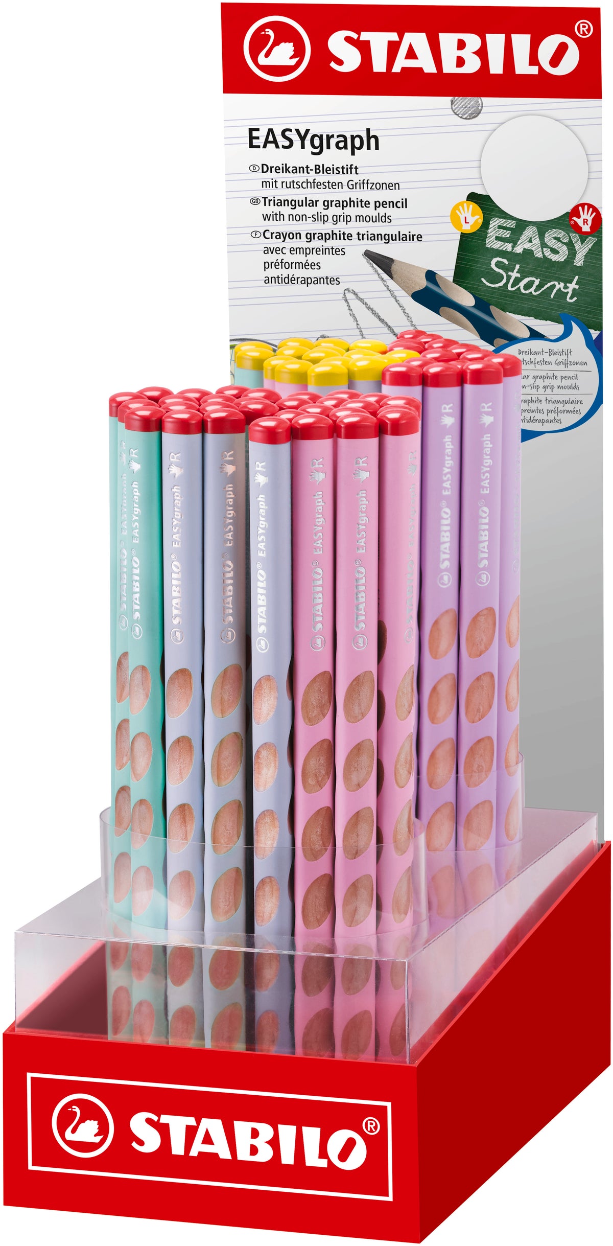 STABILO EASYgraph Pastell Bleistifte HB, dreikantig – 60er-Display