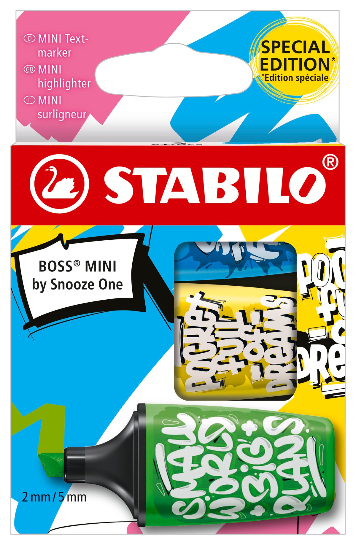 STABILO BOSS Snooze Textmarker Mini – Farben sortiert, Keilspitze 2–5 mm
