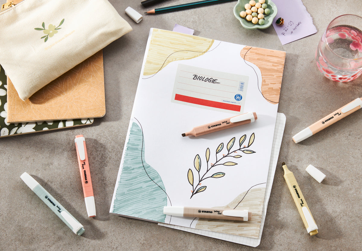STABILO swing cool Nature Textmarker – Farben sortiert, Keilspitze 1/4 mm