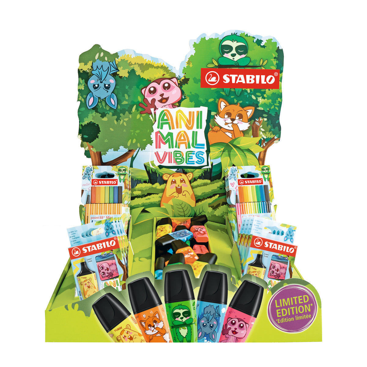 STABILO Animal Vibes Thekendisplay Textmarker – Display, Farben sortiert