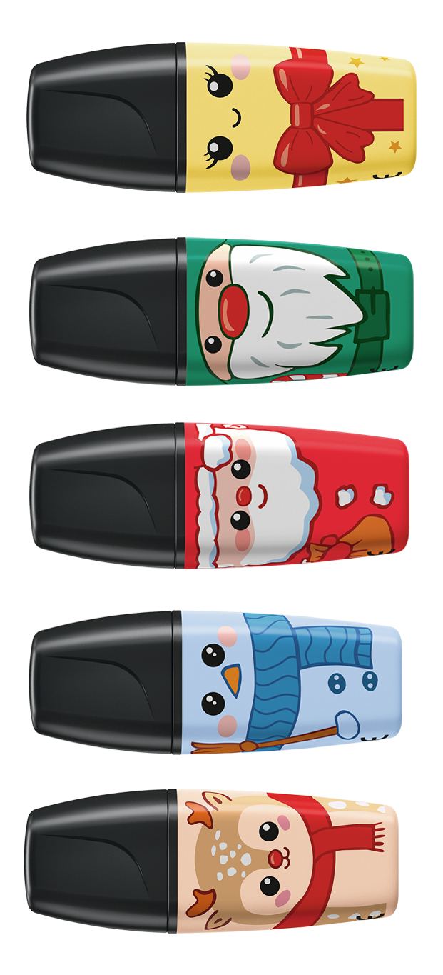 STABILO BOSS Mini Frosty Friends Textmarker – Farben sortiert, Keilspitze 2–5 mm