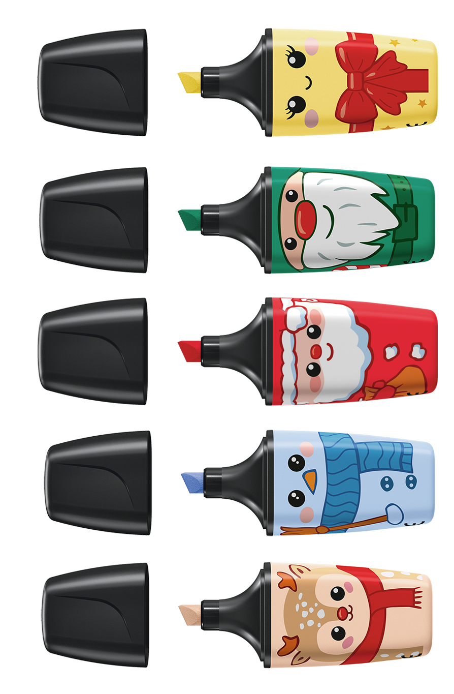 STABILO BOSS Mini Frosty Friends Textmarker – Farben sortiert, Keilspitze 2–5 mm