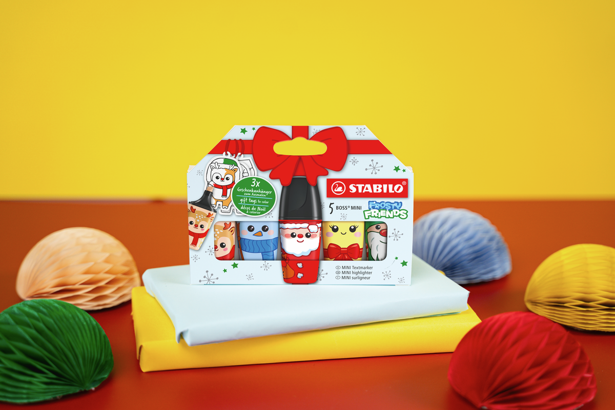 STABILO BOSS Mini Frosty Friends Textmarker – Farben sortiert, Keilspitze 2–5 mm