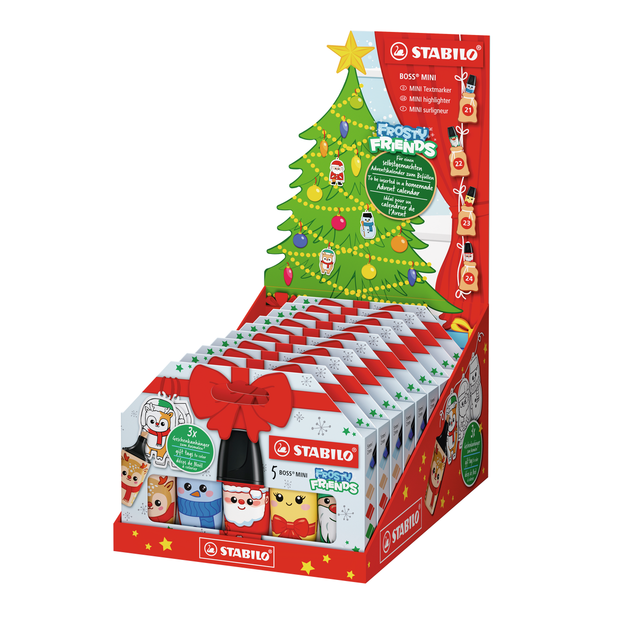 STABILO BOSS Mini Frosty Friends Textmarker – Farben sortiert, Keilspitze 2–5 mm