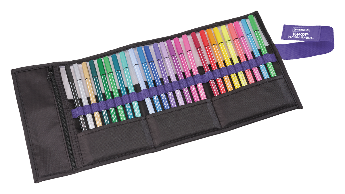 STABILO Pen 68 Filzstift, KPop Demon Hunters – Rundspitze, 1 mm, wasserbasiert, 25 Farben, 25er Set