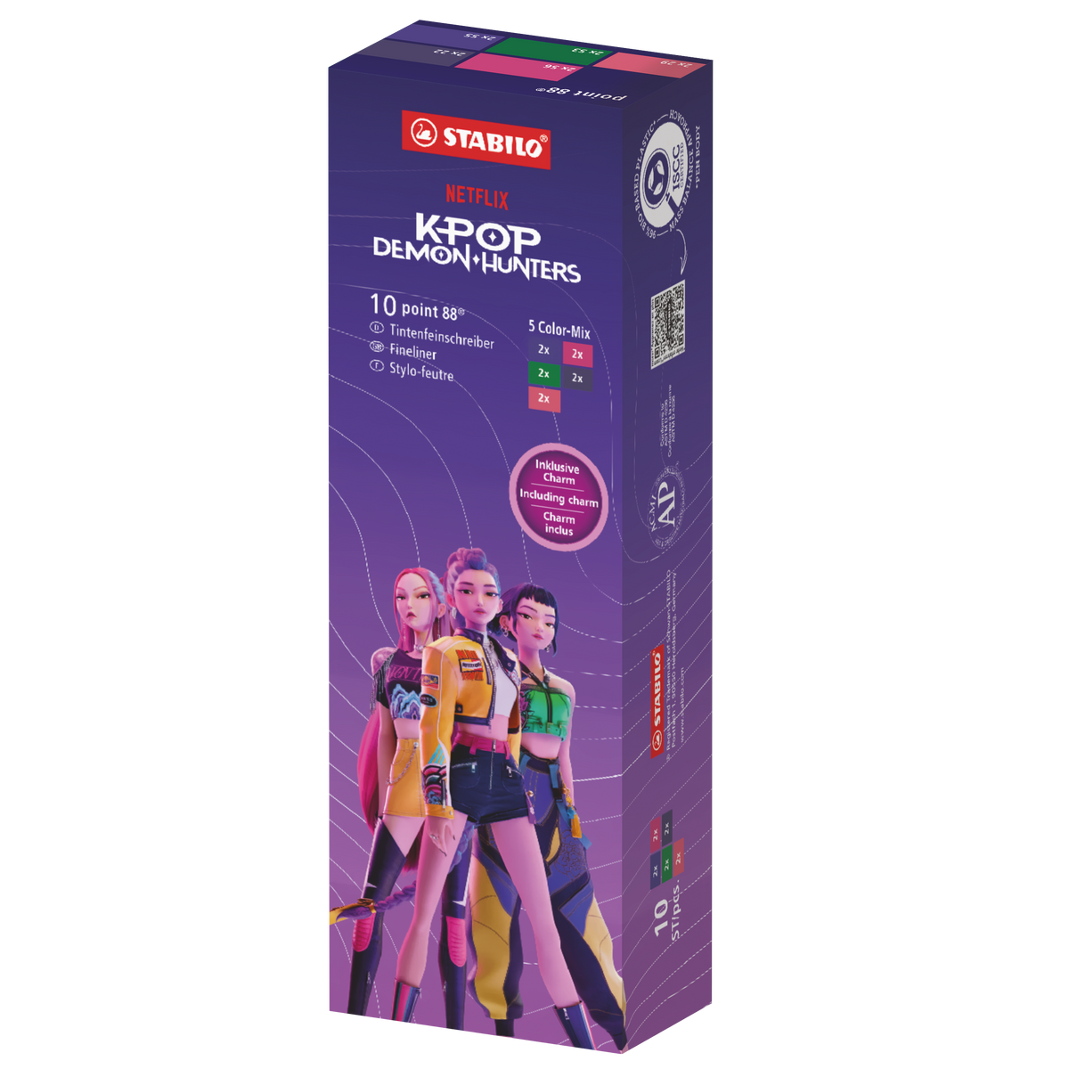 STABILO point 88 Fineliner – 10 Stk., 0,4 mm, 5 Farben, KPop Demon Hunters (Limitierte Edition)