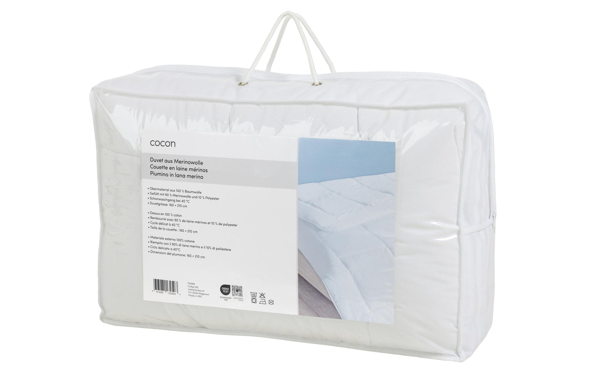 Cocon Merinowolle & Polyester Duvet – 160 × 210 cm – 1100 g – OEKO-TEX Standard 100