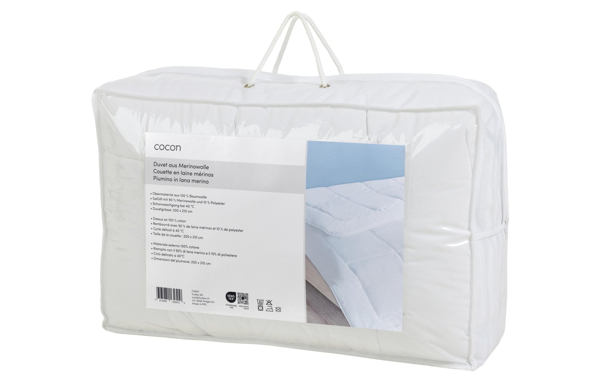 COCON Merinowolle & Polyester Duvet – 200 × 210 cm – 1100 g – OEKO-TEX Standard 100