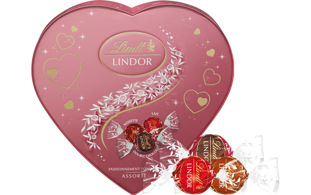 Lindt LINDOR Assortiert, Herz Rosa – 160 g