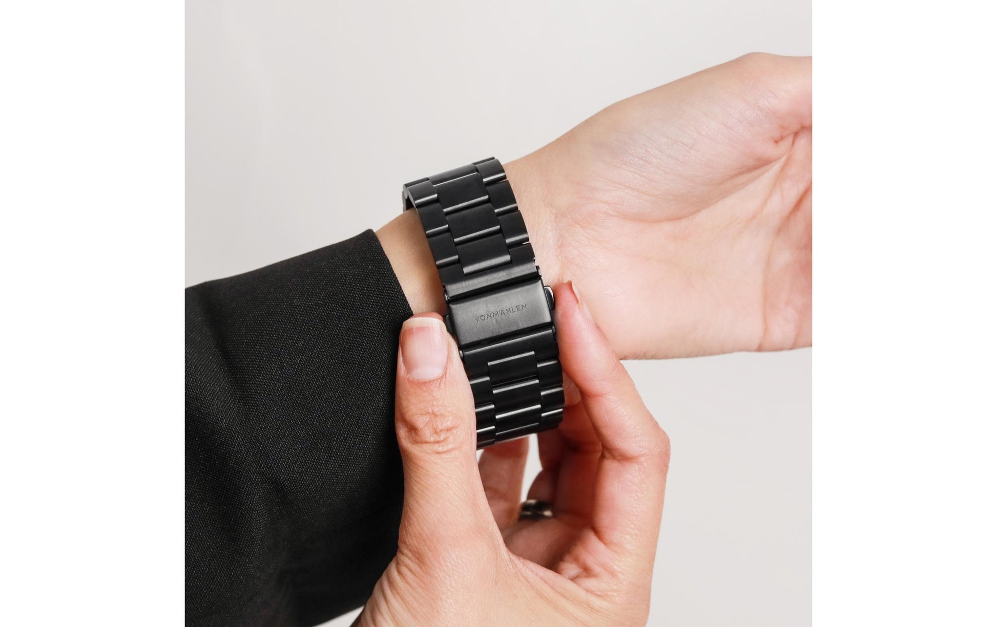 Vonmählen Link Bracelet2 – Armband – für Apple Watch (40, 41, 42 mm), Schwarz, One Size, Edelstahl
