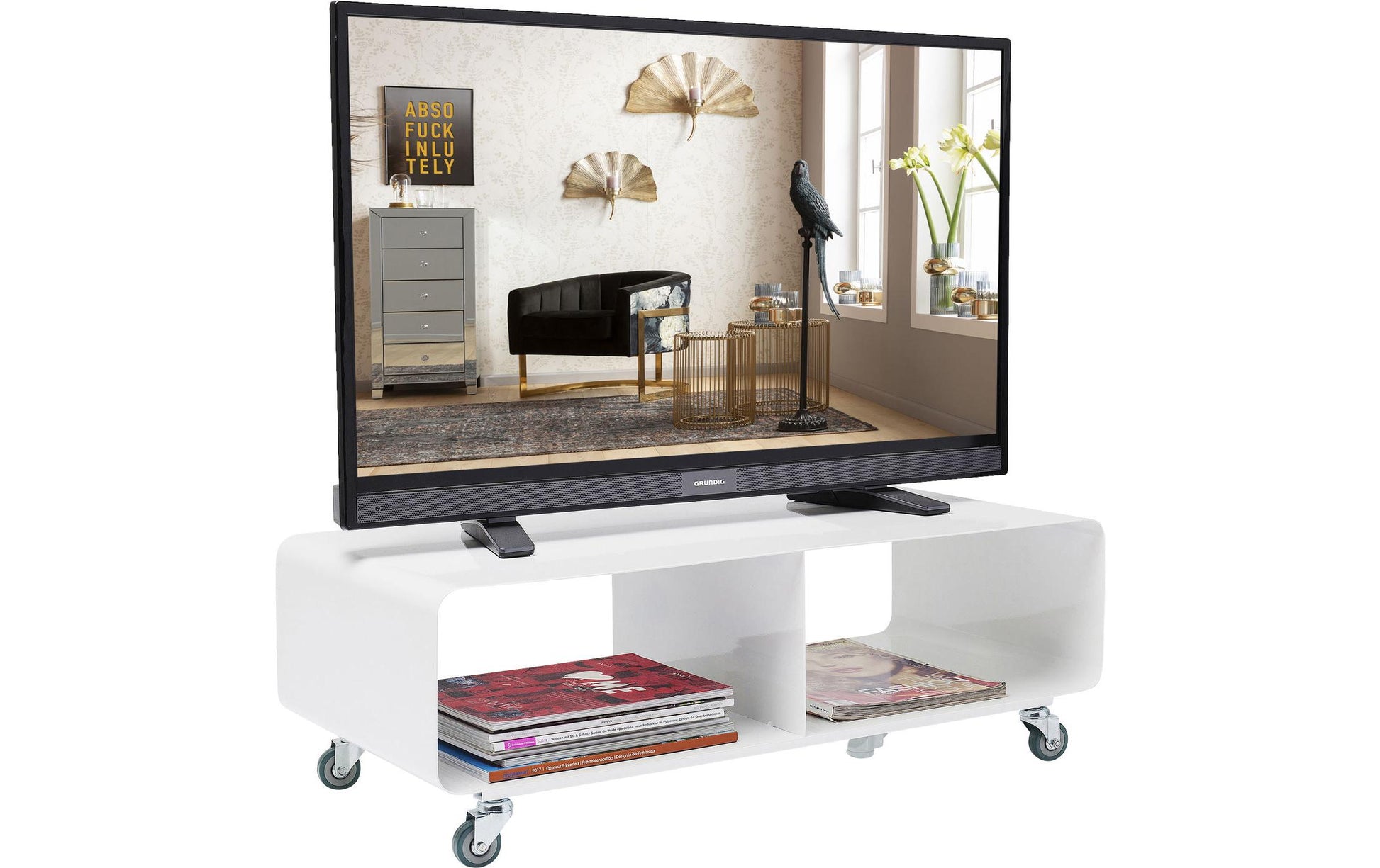 Kare TV-Möbel Lounge M – 90 × 42 × 30 cm, rechteckig – Stahl – weiss