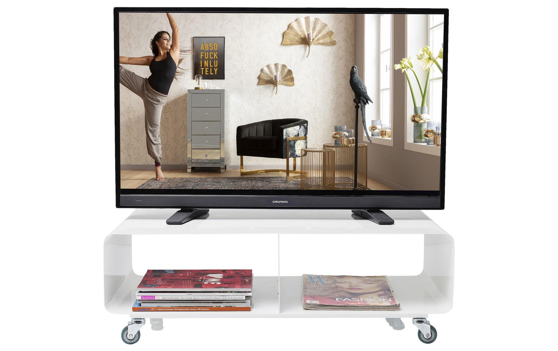 Kare TV-Möbel Lounge M – 90 × 42 × 30 cm, rechteckig – Stahl – weiss
