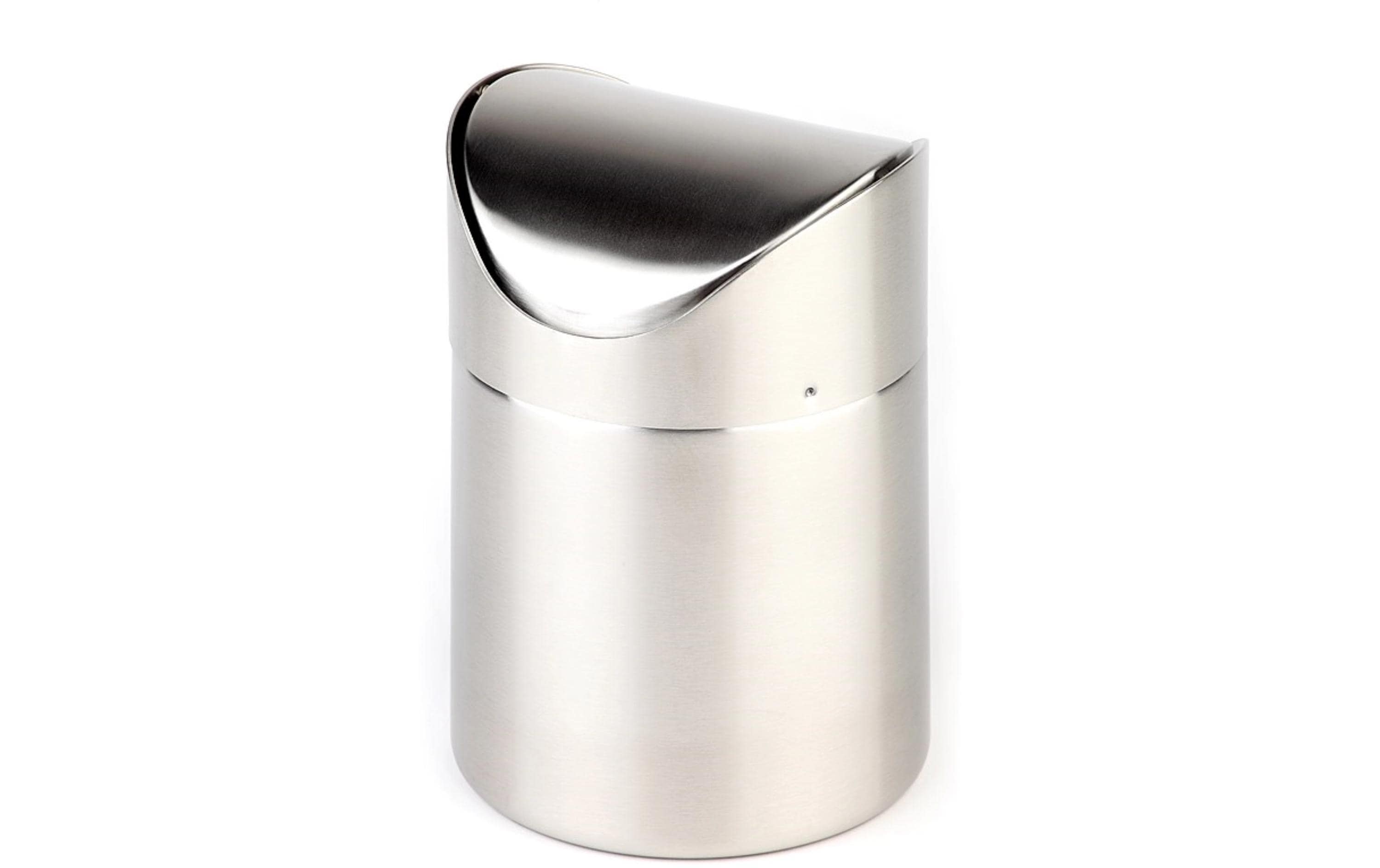 APS Tischabfalleimer Snap – 0,7 l – Edelstahl, oval – Silber