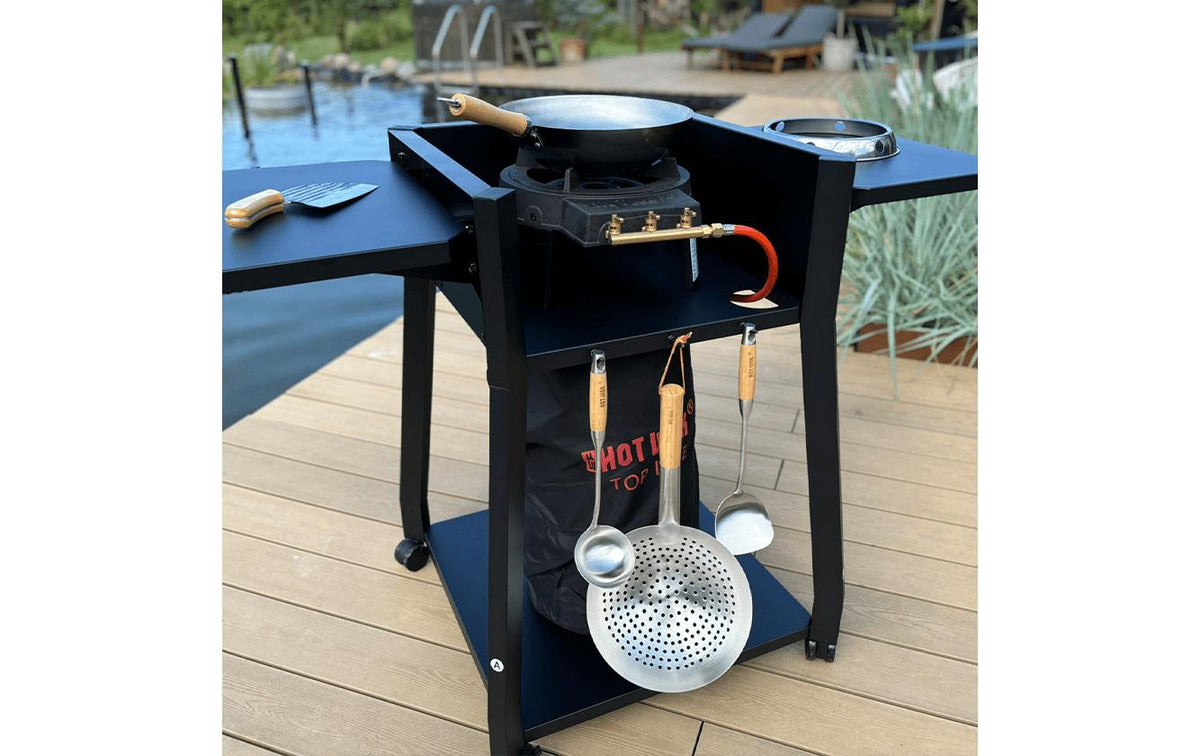 Hot wok Höhenverstellbarer Tisch, schwarz, Metall