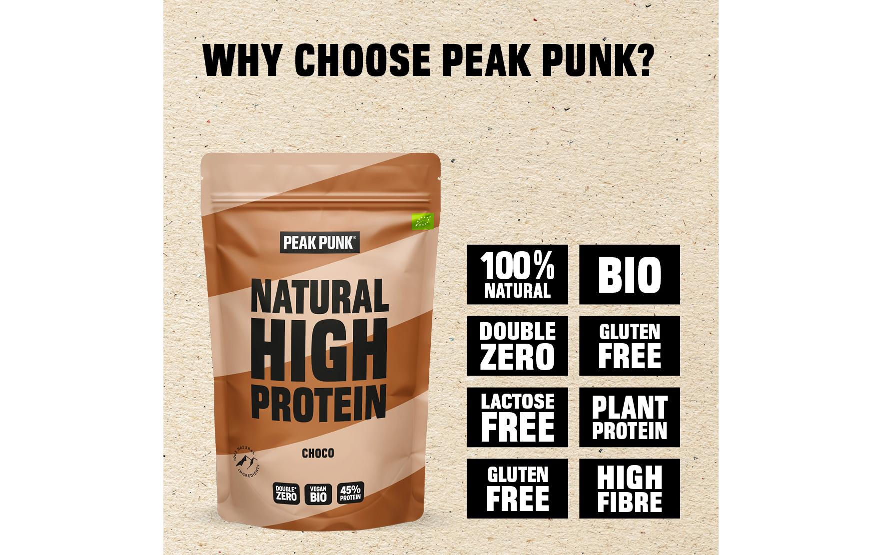 Peak punk Protein-Shake Pulver Schokolade – Bio, glutenfrei – 250 g