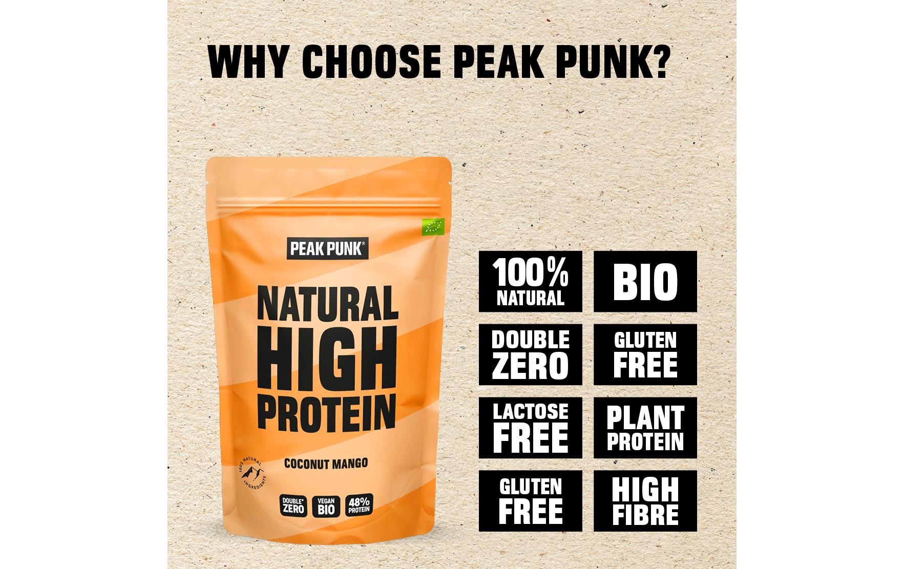 Peak punk Protein-Shake Pulver Mango & Kokos – Bio, glutenfrei – 250 g