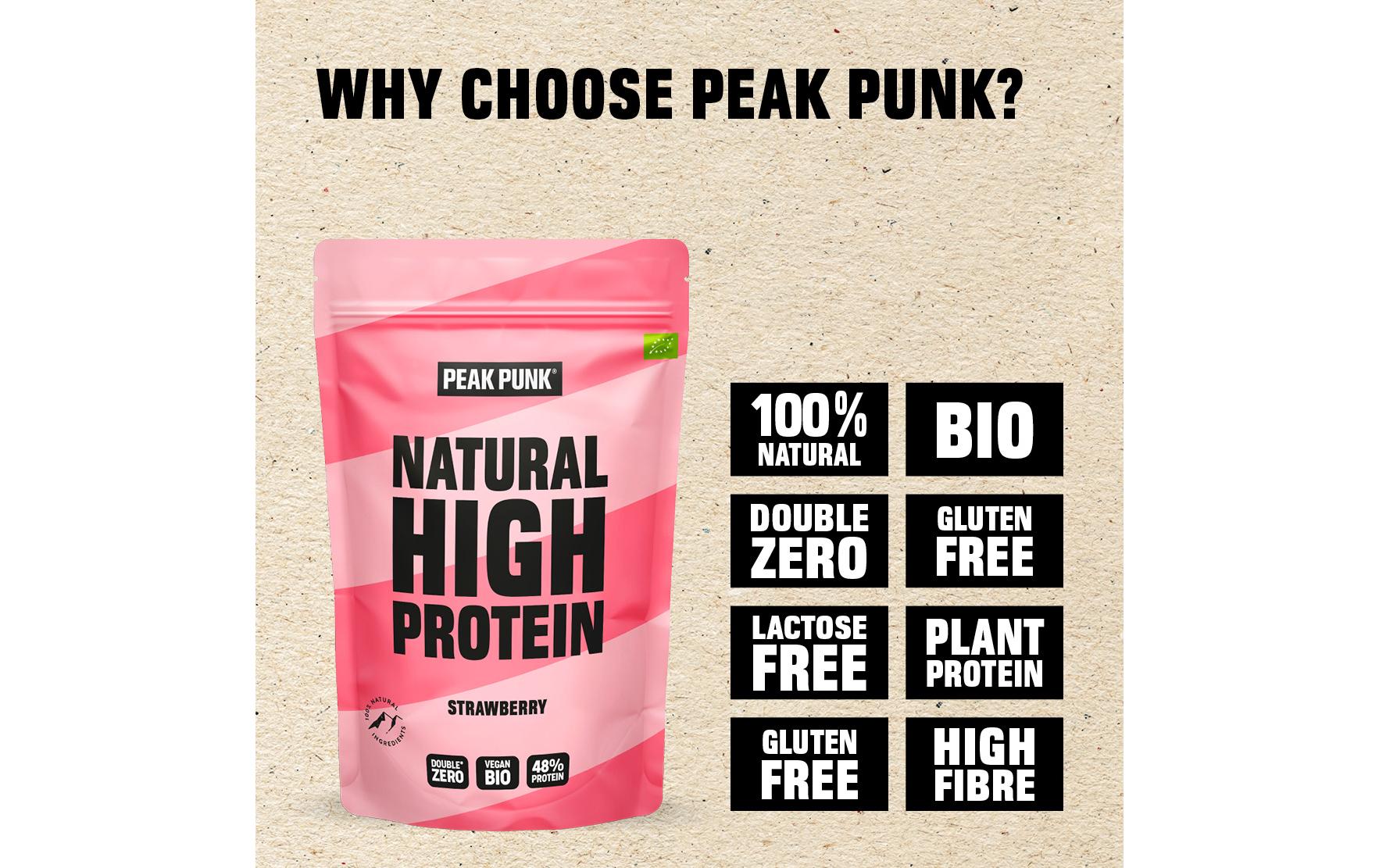 Peak punk Bio Protein-Shake – Erdbeere, vegan, glutenfrei – 250 g