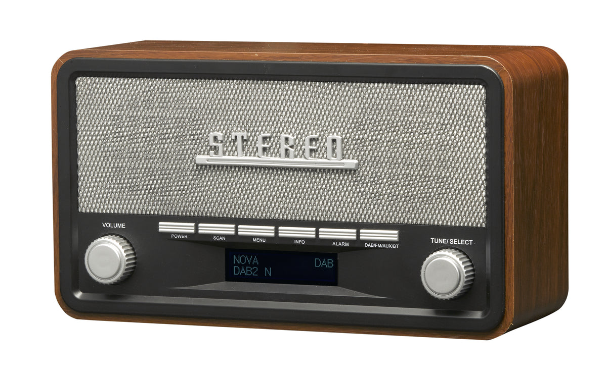 Denver DAB-18 – DAB+/UKW-Tischradio, Bluetooth 5.0, Wecker (2 Weckzeiten) – Braun