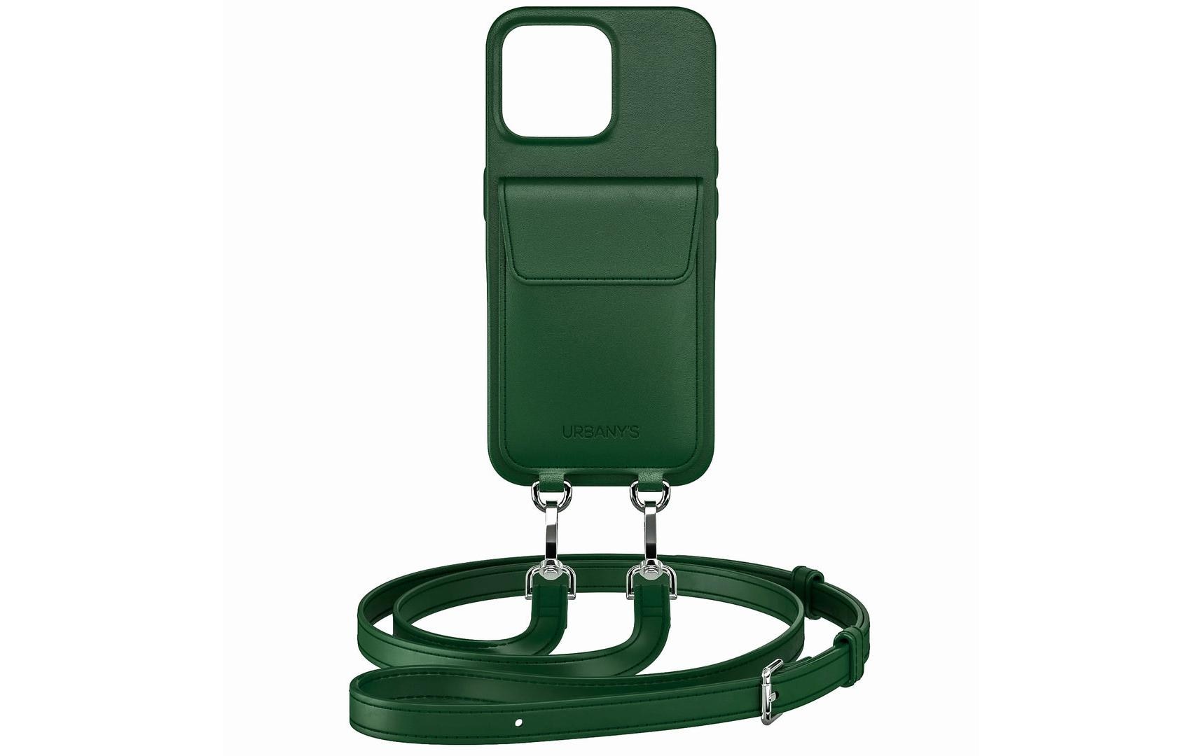 Urbany's Necklace-Hülle – für Apple iPhone 17 Air – grün – Kunstleder – mit Kartenfach, mit Kordel
