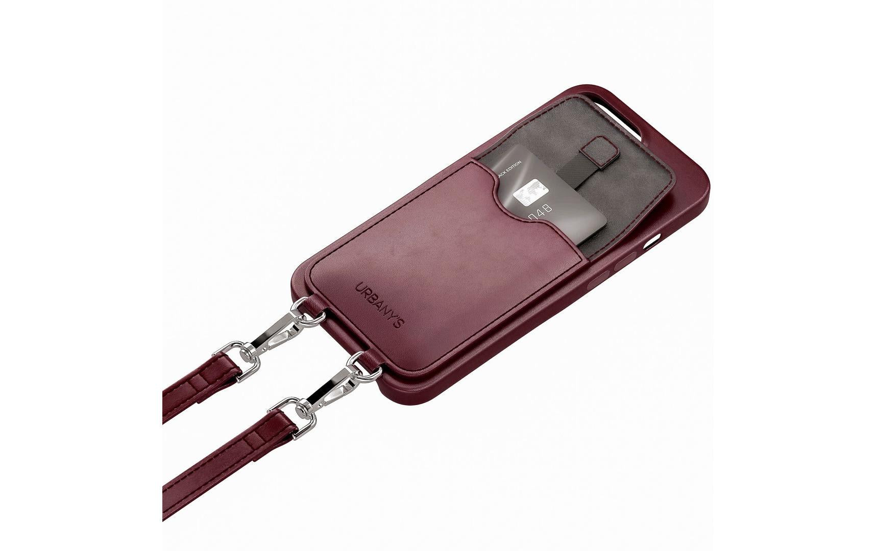 Urbany's Necklace-Hülle – für Apple iPhone bis 6,3" – Weinrot – mit Kordel