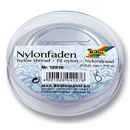 Folia Nylonfaden – 0,16 mm, 100 m, Nylon, Transparent, zum Handnähen