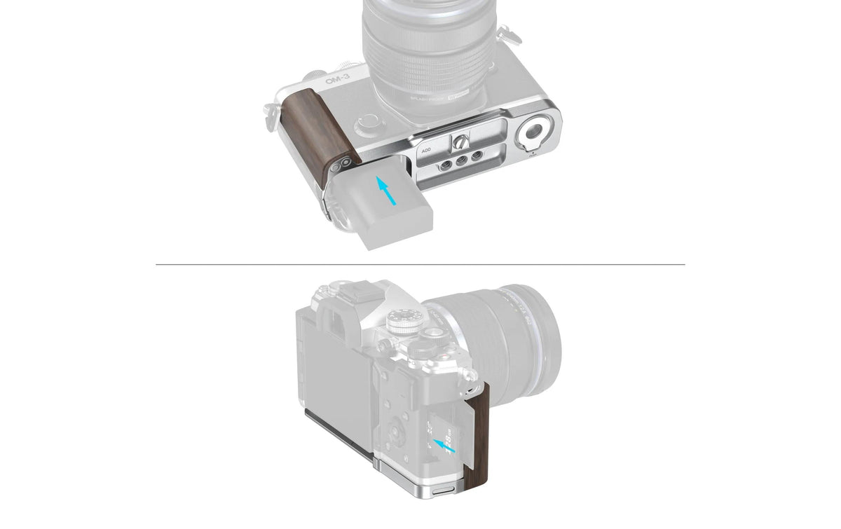SmallRig 5563 Montageplatte – 59 × 49 × 140,3 mm – für OM SYSTEM OM-3 – Holz