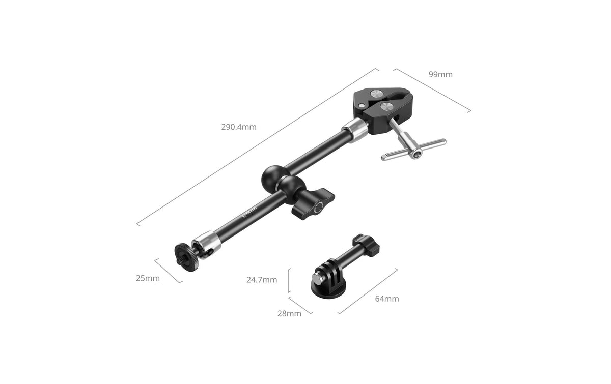 SmallRig 5605 Montageklemme – Aluminium, Schwarz/Edelstahl – 85,6 × 23,3 × 188 mm