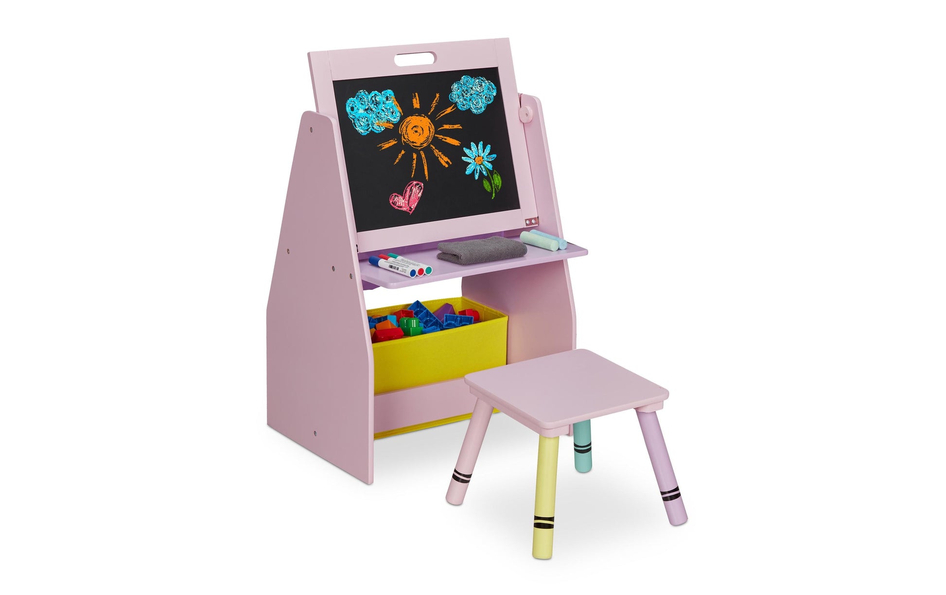 Relaxdays Wandregal/Schweberegal, 10037520 – 1 Boden – 52 × 45 × 84 cm – Gelb/Rosa – MDF, Holz, Polyester