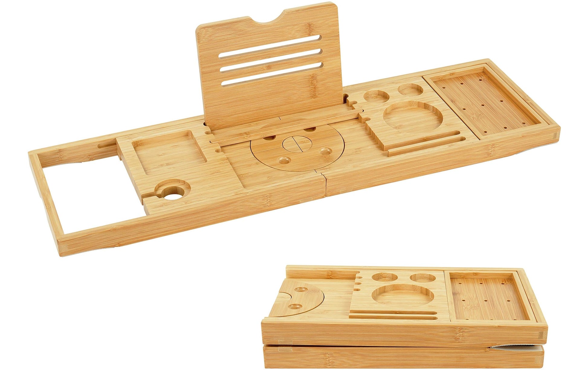 Relaxdays Badewannenablage – 105×22×3,5 cm, Bambus (100%), freistehend, Hellbraun