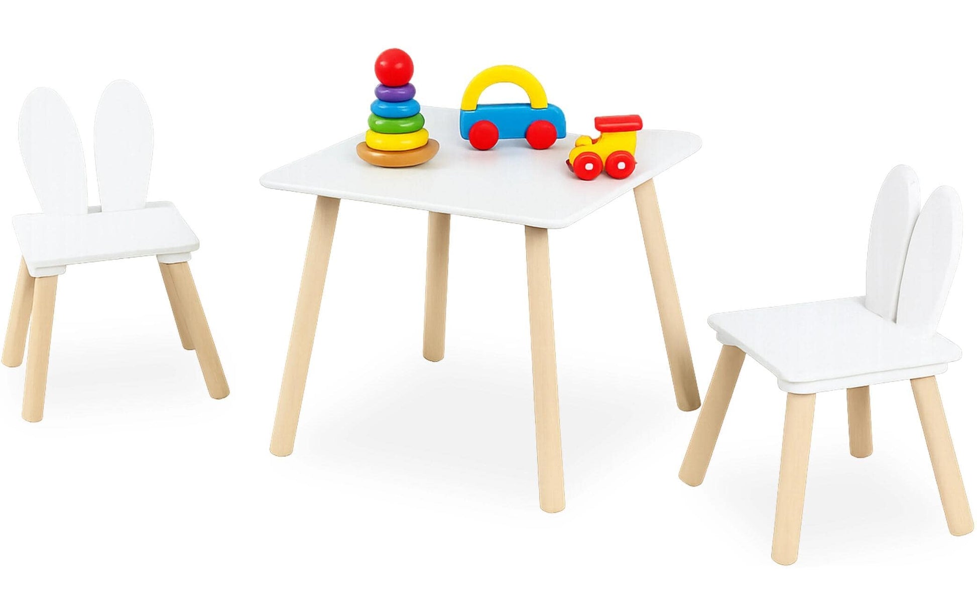Relaxdays Bistro-Set – Weiss, Hellbraun – MDF-Platten – Tisch 50 × 50 × 44 cm – Für den Innenbereich