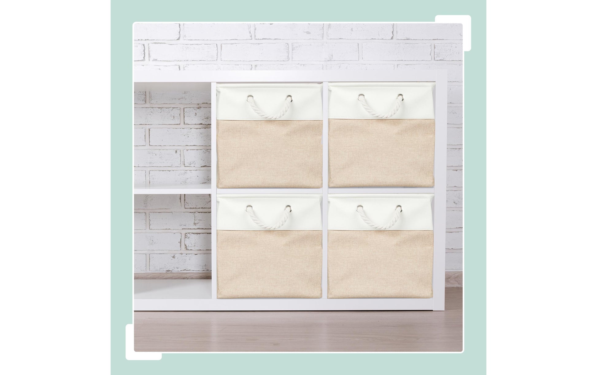 Relaxdays Aufbewahrungsbox ohne Deckel – Leinen/Textil – Weiss – mit Griff, 4 Stück – 330 × 330 × 330 mm
