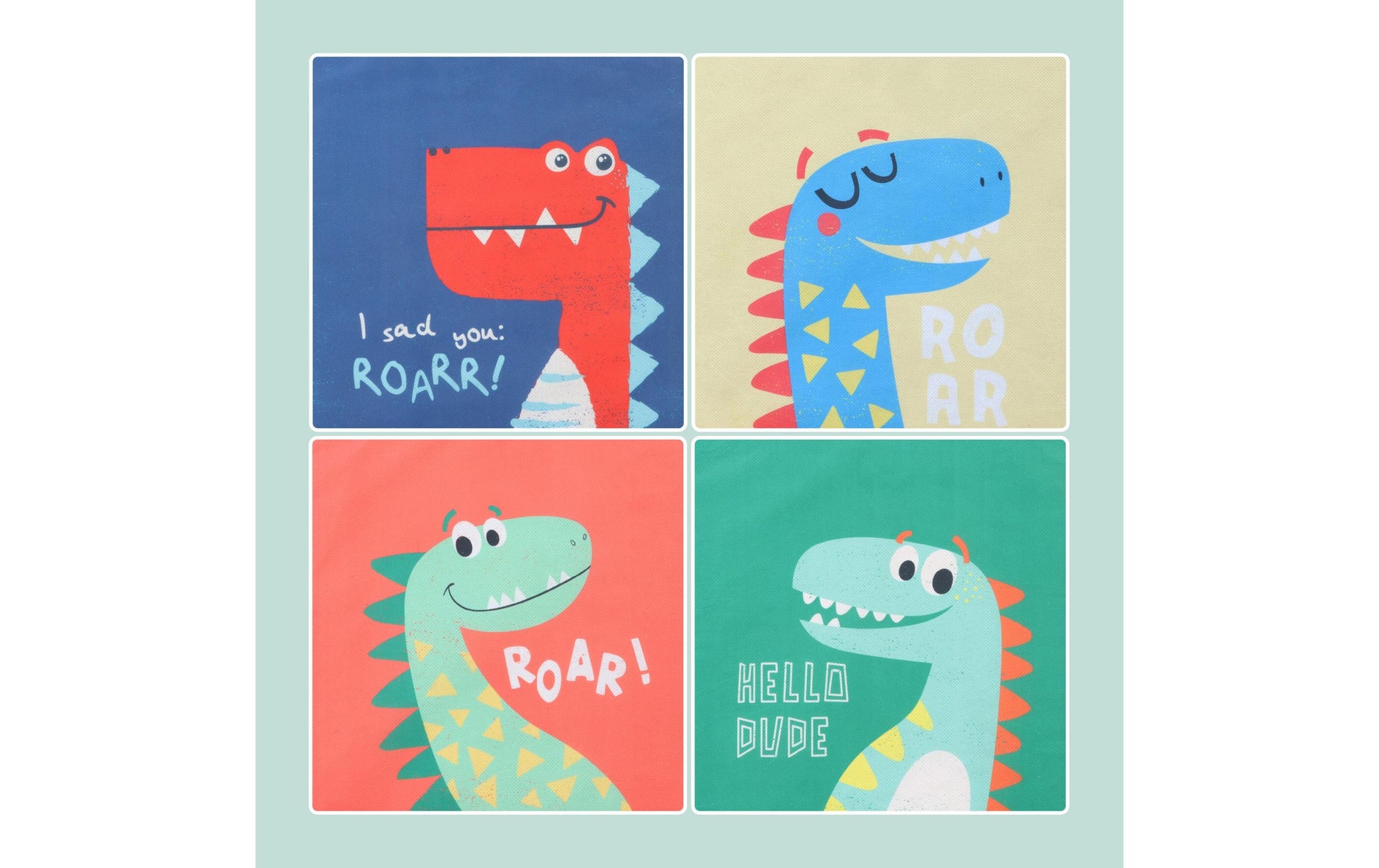 Relaxdays Aufbewahrungsbox Dinosaurier – ohne Deckel – mehrfarbig (blau, grün, gelb, orange) – Set 4-teilig –