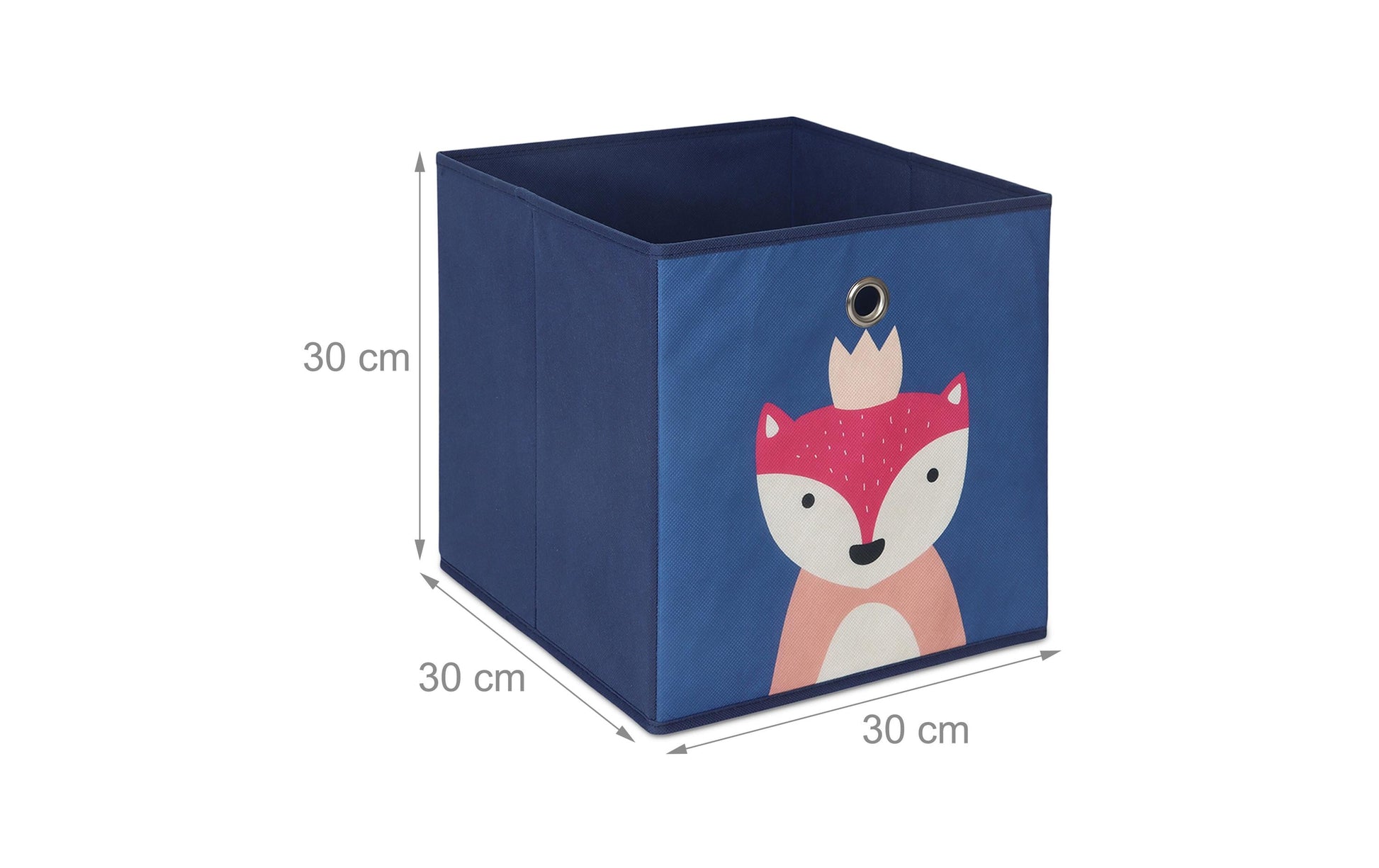 Relaxdays Aufbewahrungsbox ohne Deckel – Stahl/Pappe/Vlies – Grau/Blau – 300 × 300 × 300 mm – 4-teiliges Set
