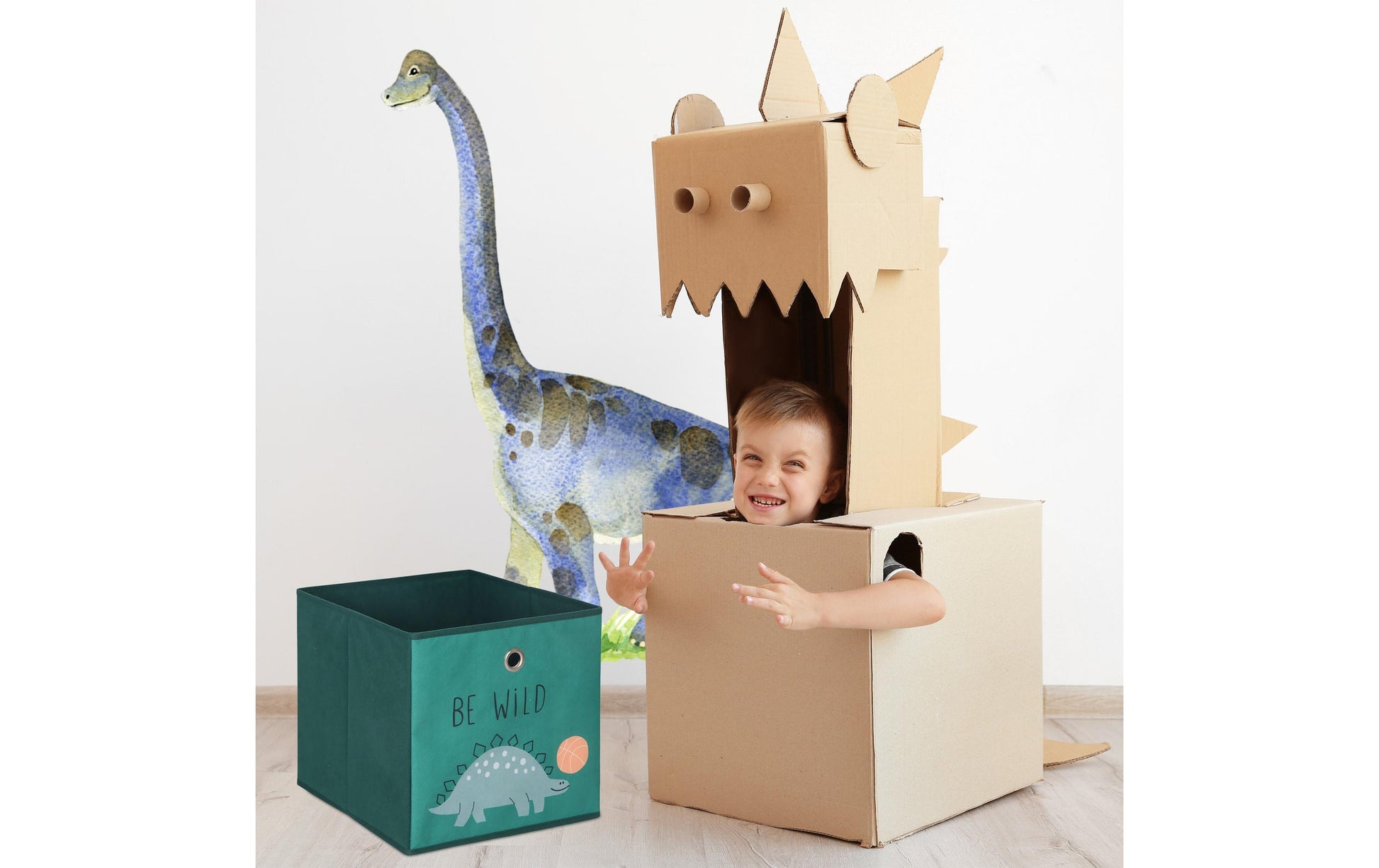 Relaxdays Aufbewahrungsbox ohne Deckel – grau/grün/beige – 330 × 330 × 330 mm – 3 Stück
