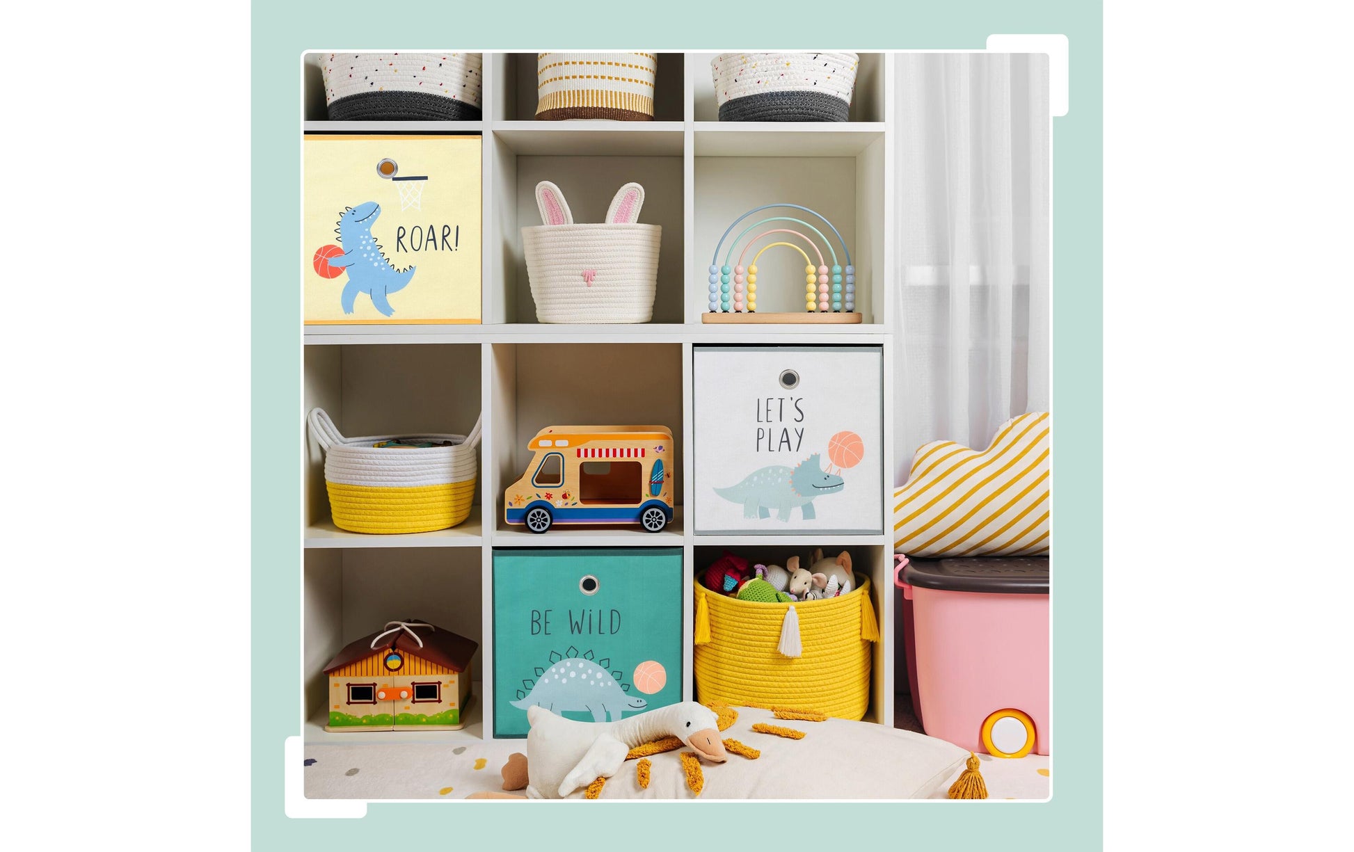 Relaxdays Aufbewahrungsbox ohne Deckel – mehrfarbig (Grau, Gelb, Grün) – 330 × 330 × 330 mm – 3-teiliges Set