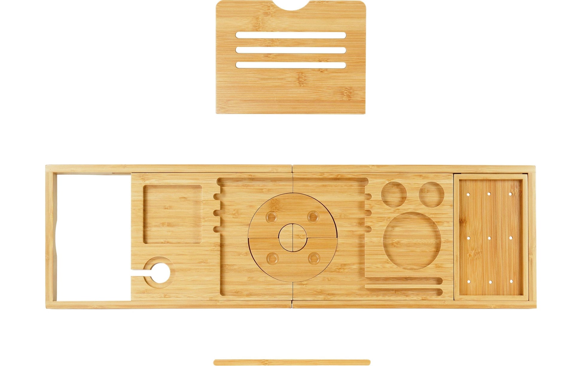 Relaxdays Badewannenablage – 105×22×3,5 cm, Bambus (100%), freistehend, Hellbraun