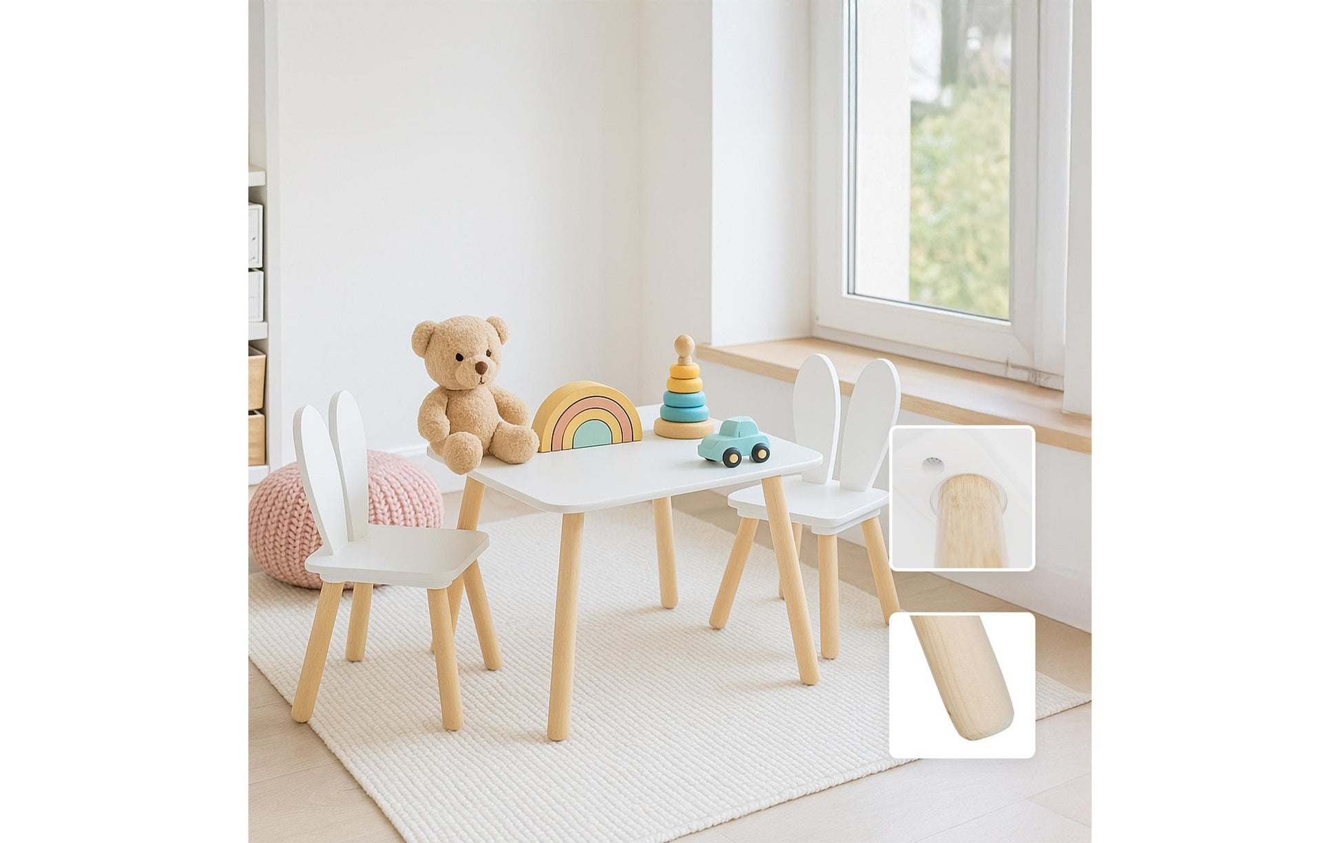 Relaxdays Bistro-Set – Weiss, Hellbraun – MDF-Platten – Tisch 50 × 50 × 44 cm – Für den Innenbereich