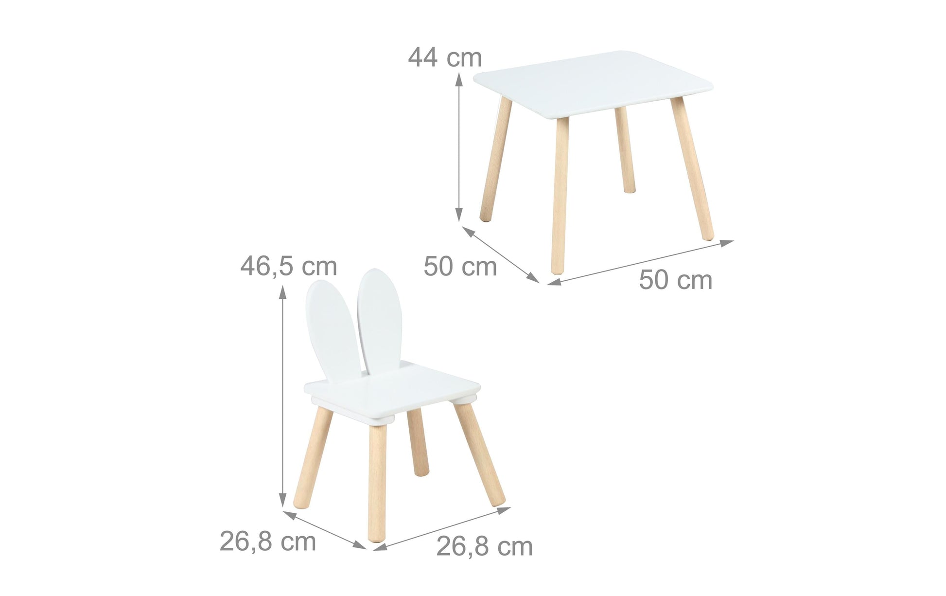 Relaxdays Bistro-Set – Weiss, Hellbraun – MDF-Platten – Tisch 50 × 50 × 44 cm – Für den Innenbereich