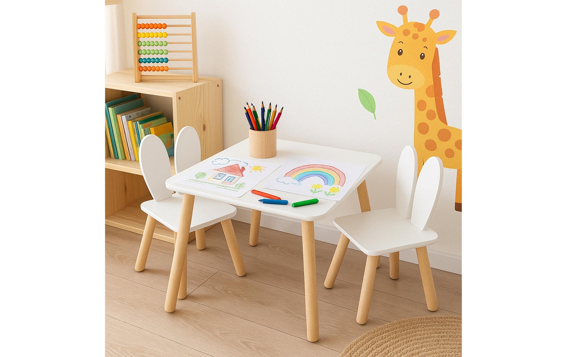 Relaxdays Bistro-Set – Weiss, Hellbraun – MDF-Platten – Tisch 50 × 50 × 44 cm – Für den Innenbereich