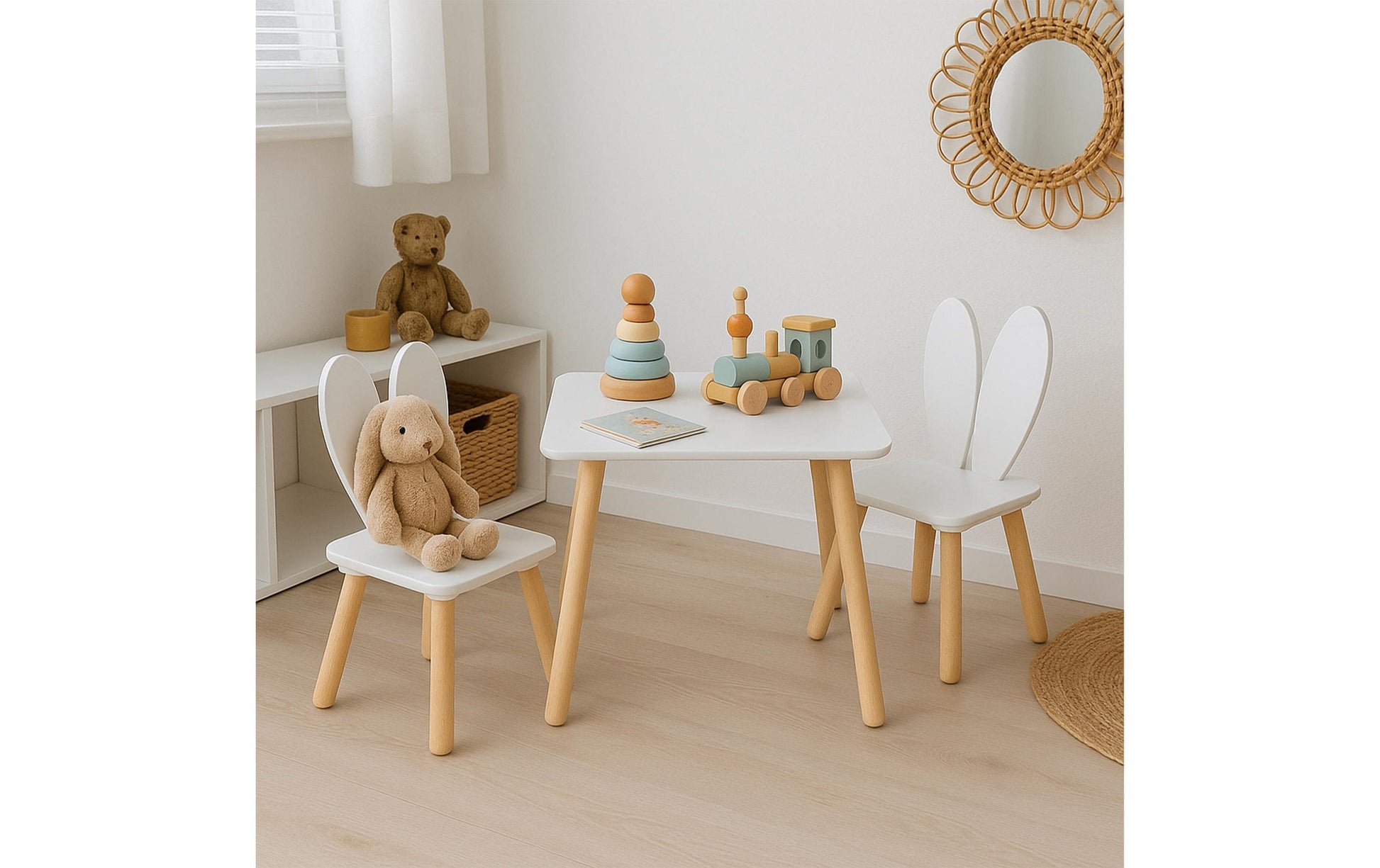 Relaxdays Bistro-Set – Weiss, Hellbraun – MDF-Platten – Tisch 50 × 50 × 44 cm – Für den Innenbereich